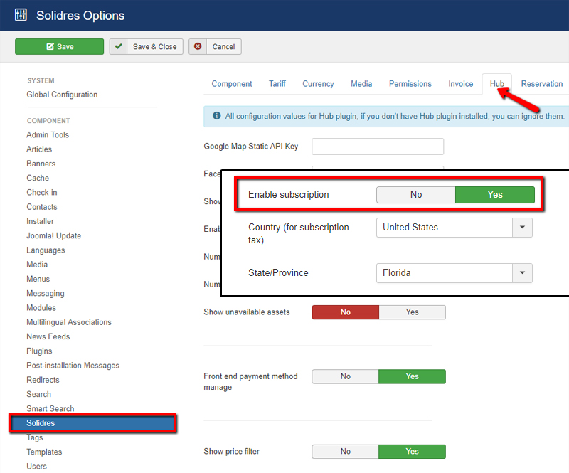 How to configure subscription and commission in Hub plugin