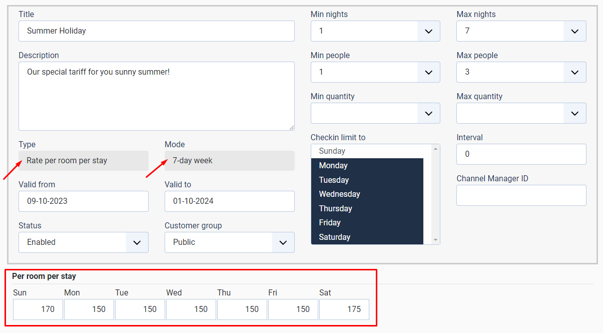 Rate plan configuration