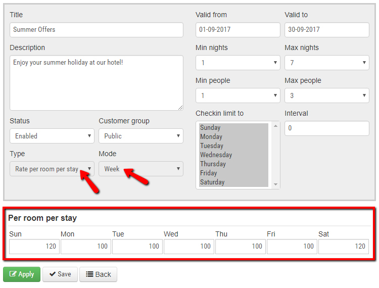 Tariff configuration