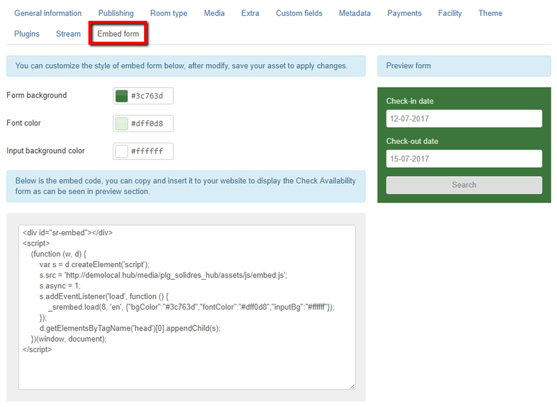 Embedded check availability form