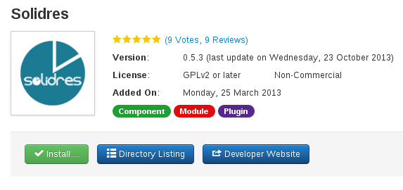 Solidres and Joomla 3.2 Install from web feature